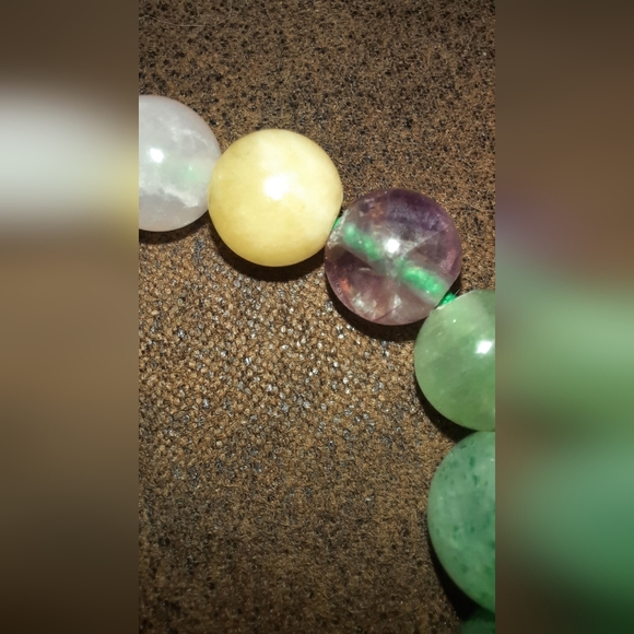 Gemstone mala bead bracelet and acrylic beaded bracelet - Picture 5 of 14